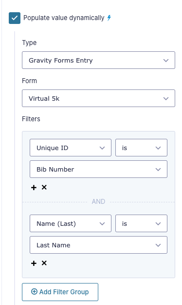 Field Settings for Last Name Check Field showing the set up described above