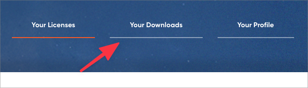 An arrow pointing to the "Your Downloads" tab 
