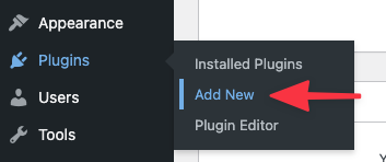 The "Add New" link under the "Plugins" link n the WordPress menu