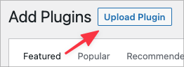 The "Upload Plugin" button on the WordPress plugins page