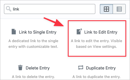 An arrow pointing to the 'Link to Edit Entry' field